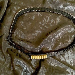 Black Metal Stretchy Band Belt with Bling/Rhinestones Buckle